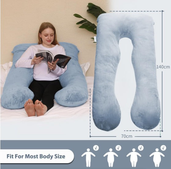 U-Shape Pregnancy Body Pillow – Soft Velvet 140x70cm