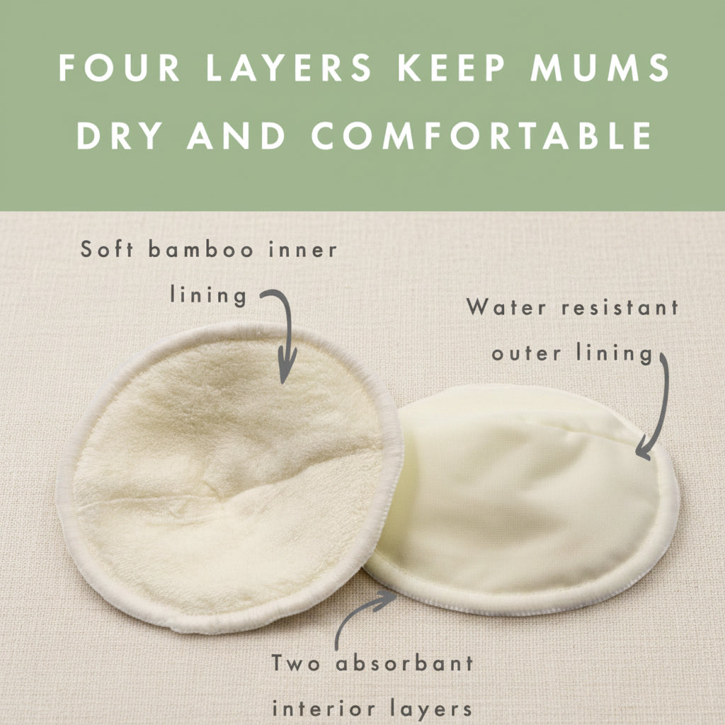 Little Weasel Washable Bamboo Nursing Pads – 6 Pads & Bag