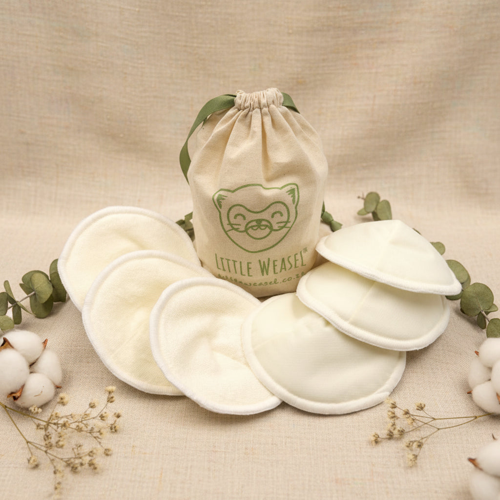 Little Weasel Washable Bamboo Nursing Pads – 6 Pads & Bag