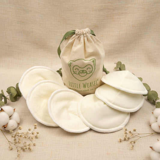 Little Weasel Washable Bamboo Nursing Pads – 6 Pads & Bag