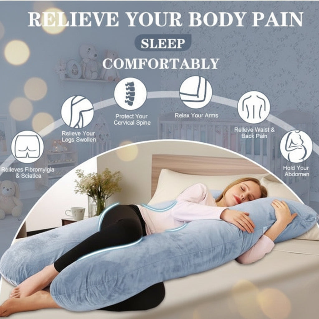 U-Shape Pregnancy Body Pillow – Soft Velvet 140x70cm